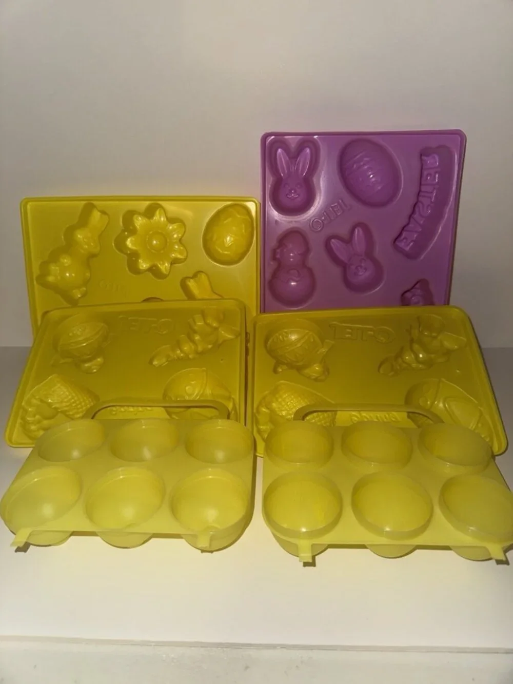Vintage Jello Jigglers Lot Easter 5 Molds Eggs, Bunny, Rabbits , Spring, Baskets